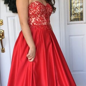 Long red prom dress
